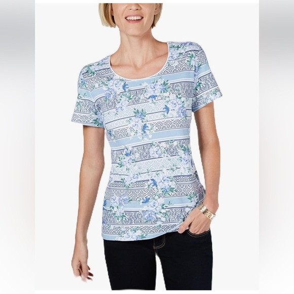 Karen Scott Printed Crew Neck T-Shirt sz XXL - Picture 5 of 7